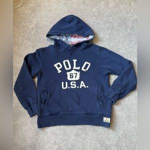 Polo Ralph Lauren Boys Big Logo Long sleeves Hoodies Size M 10-12 navy blue